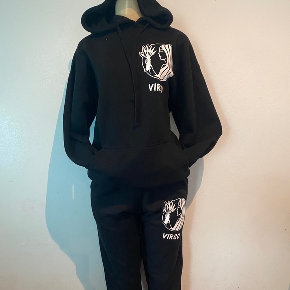 Women Gemini Zodiac Sign Black Hoodie & Pants Set - Picture 1 of 6